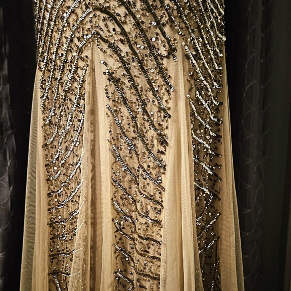 Aiden Mattox Luxurious Gold Beaded Gown - Picture 4 of 10